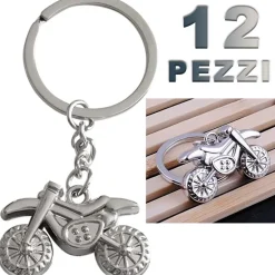 12 PORTACHIAVI PORTA CHIAVE BOMBONIERE CONFETTI A FORMA DI MOTOCICLETTA DA CROSS