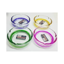 4 POSACENERE IN VETRO FONDO COLORATO PORTACENERE POSA CENERE PORTA CENERE TONDO