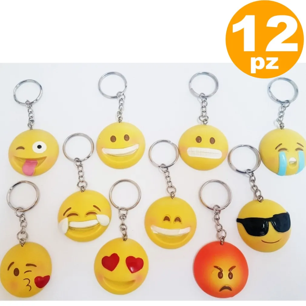 12 PZ BOMBONIERA FACCINE EMOKI EMOTICON CERAMICA PORTACHIAVI COMPLEANNO 18 ANNI