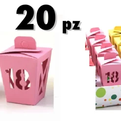 20 PZ BOMBONIERE LANTERNA VARI COLORI COLORATI FESTA 18 ANNI ASTUCCI