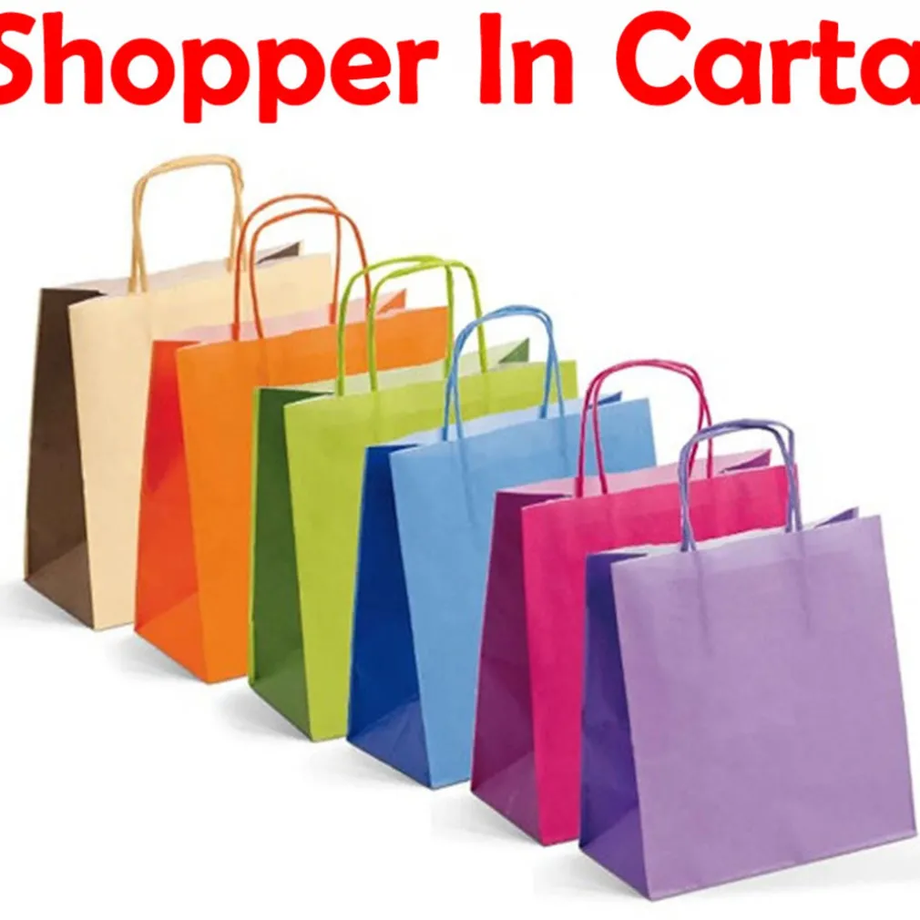 2 PZ BORSA SHOPPER BUSTA REGALO IN CARTA MODELLI ASSORTITI 210 GR 30x12x20 cm