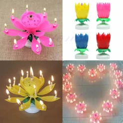 5 PZ CANDELE A FONTANA PIRICHE LUMINOSE MAGIC FLAMBE' ADDOBBO TORTA FESTA PARTY