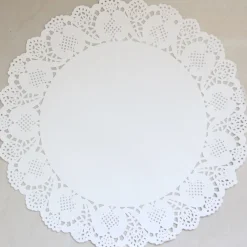 12 PZ CENTRINO IN CARTA 32 CM SOTTO TORTA BIANCO PIZZO NOZZE FESTA MATRIMONIO