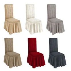 2 PZ COPRISEDIA CON VOLANT SCHIENALE SEDIA TESSUTO BUBBLE VARI COLORI LAVABILE