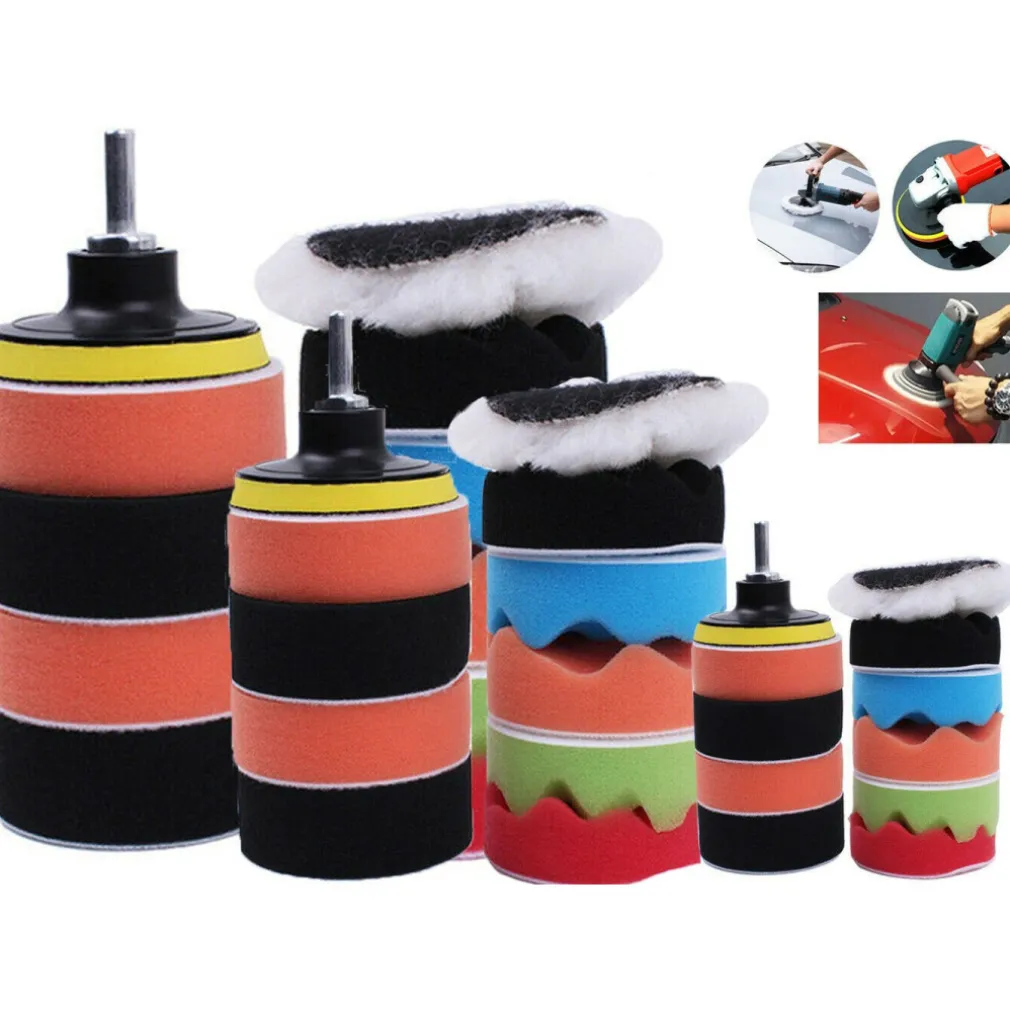 12 PZ KIT DI SPUGNE LUCIDANTI CON ADATTATORE PER LUCIDATURA AUTO 5" PLATORELLO