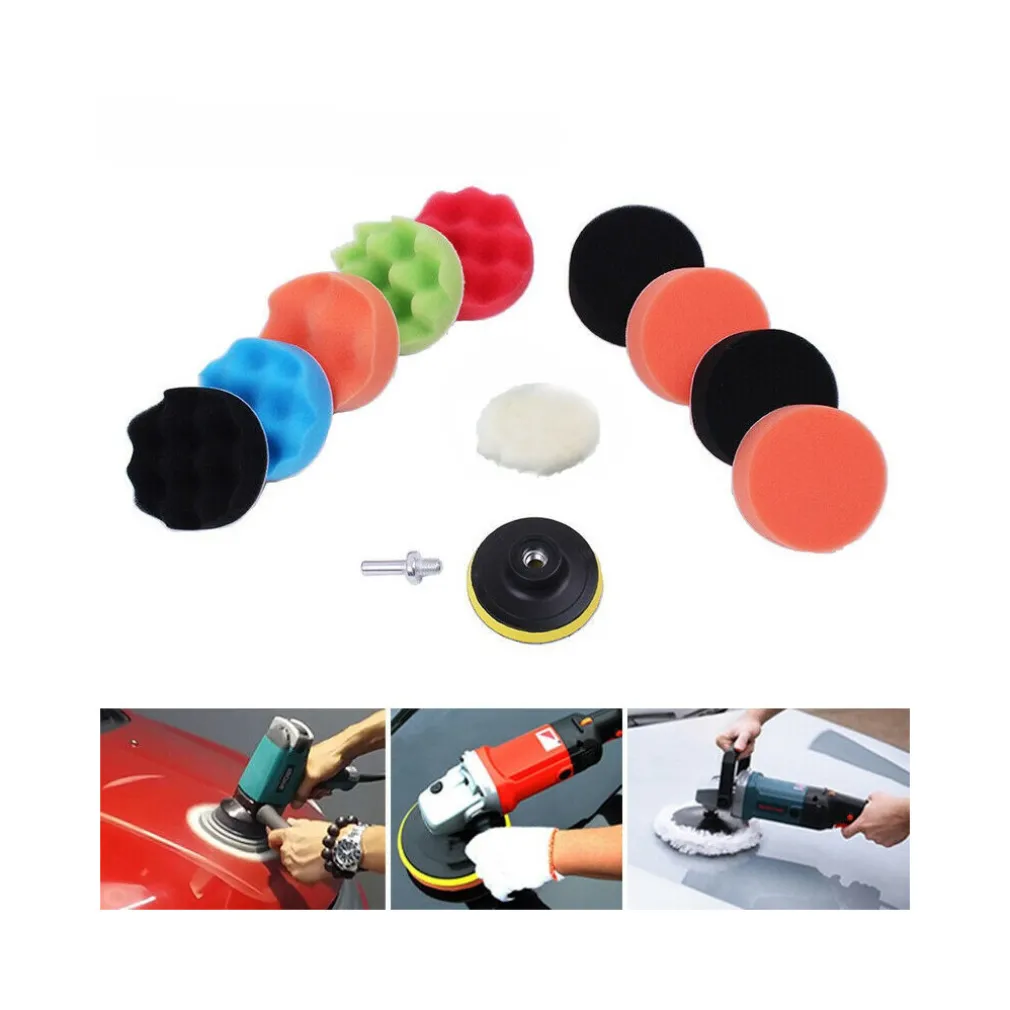 12 PZ KIT DI SPUGNE LUCIDANTI CON ADATTATORE PER LUCIDATURA AUTO 5" PLATORELLO