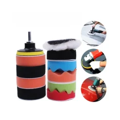 12 PZ KIT DI SPUGNE LUCIDANTI CON ADATTATORE PER LUCIDATURA AUTO 6