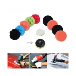 12 PZ KIT DI SPUGNE LUCIDANTI CON ADATTATORE PER LUCIDATURA AUTO 3" PLATORELLO