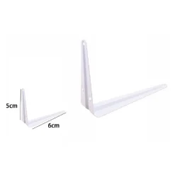 2 PZ REGGIMENSOLA SUPPORTO STAFFA TRIANGOLARE MENSOLA METALLO 5X6CM BIANCA 07904