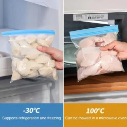 70 PZ SACCHETTI PER ALIMENTI CONGELATORE RIUTILIZZABILI CON CHIUSURA ERMETICA 3 MISURE