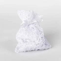 24 PZ. SACCHETTI RETE ORGANZA PORTA CONFETTI MATRIMONIO BATTESIMO BOMBONIERA