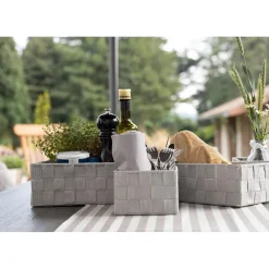 6 PZ SCATOLA IN TESSUTO CONTENITORI ORGANIZER BAGNO ARMADIO PORTA OGGETTI GRIGIO 79073