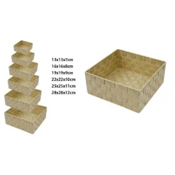 6 PZ SCATOLA IN TESSUTO CONTENITORI ORGANIZER BAGNO ARMADIO CASSETTI BEIGE 79152