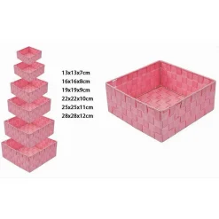 6 PZ SCATOLA TESSUTO CONTENITORI ORGANIZER BAGNO ARMADI PORTA OGGETTI ROSA 79077