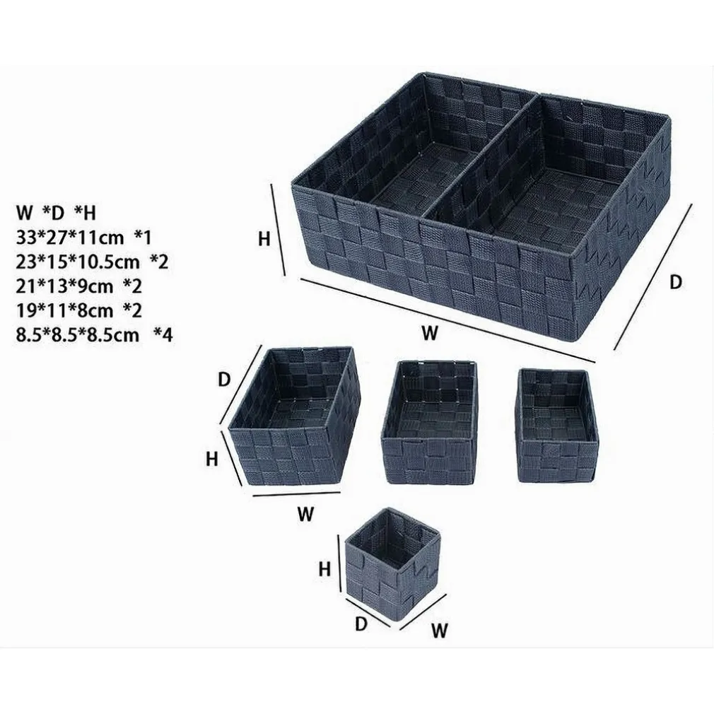 11 PZ SCATOLE TESSUTO COMPONIBILI ORGANIZER BAGNO ARMADI CASSETTI SCAFFALI 79080