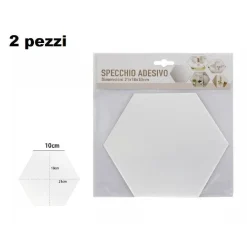 2 PZ SPECCHIO ADESIVO ESAGONALE ADESIVA MURALE ARREDAMENTO CASA 21X18X10CM 70875