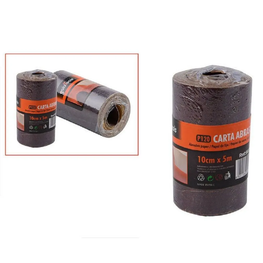 2 ROTOLI CARTA VETRATA ABRASIVA 5 METRI GRANA P120 LEVIGARE SMUSSARE
