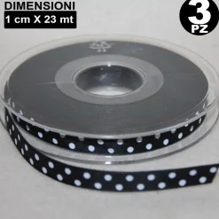 3 ROTOLI NASTRO NERO POIS BOMBONIERA ORGANZA RASO BOBINA DECORAZIONI DECOUPAGE