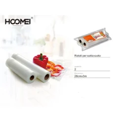 2 ROTOLI PER SOTTOVUOTO 28X300CM ALIMENTI SACCHETTI CONSERVAZIONE FRUTTA VERDURA