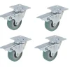 4 RUOTA GOMMA RICAMBIO ROTELLA CARRELLO MOBILI STAFFA GIREVOLE CON FRENO 75X21