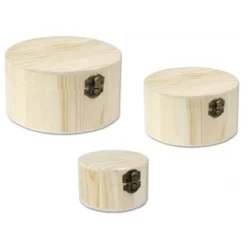 3 SCATOLE ROTONDA MATRIOSKA BAULE SCATOLA LEGNO PORTAGIOIE DECOUPAGE COFANETTO