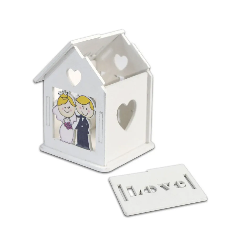 12 SCATOLINA PORTA CONFETTI BOMBONIERA MATRIMONIO CASETTA CON TETTO APRIBILE