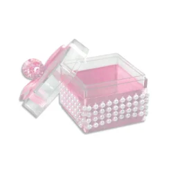 12 SCATOLINA PORTA CONFETTI BOMBONIERA NASCITA BATTESIMO CIUCCIO BIMBA ROSA