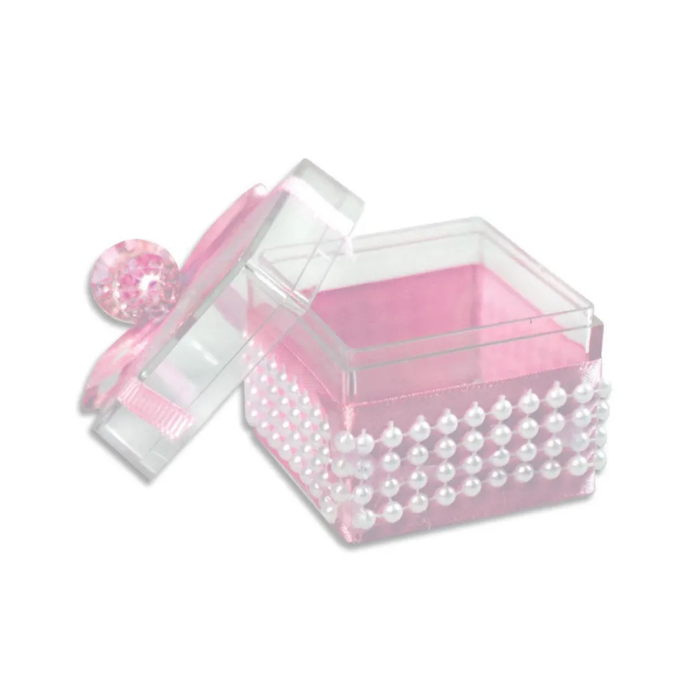 12 SCATOLINA PORTA CONFETTI BOMBONIERA NASCITA BATTESIMO CIUCCIO BIMBA ROSA