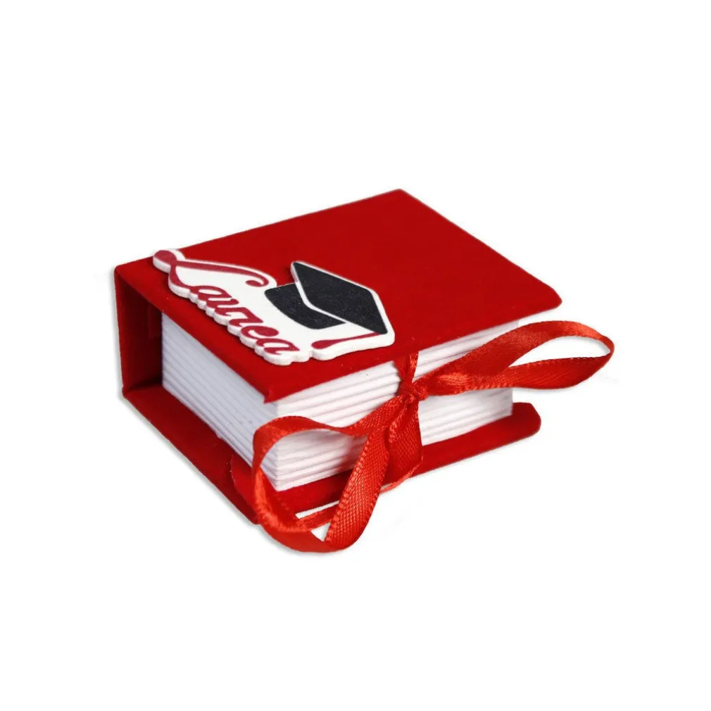 12 SCATOLINA PORTACONFETTI IN VELLUTO BOMBONIERA PER LAUREA ROSSO CON VASSOIO