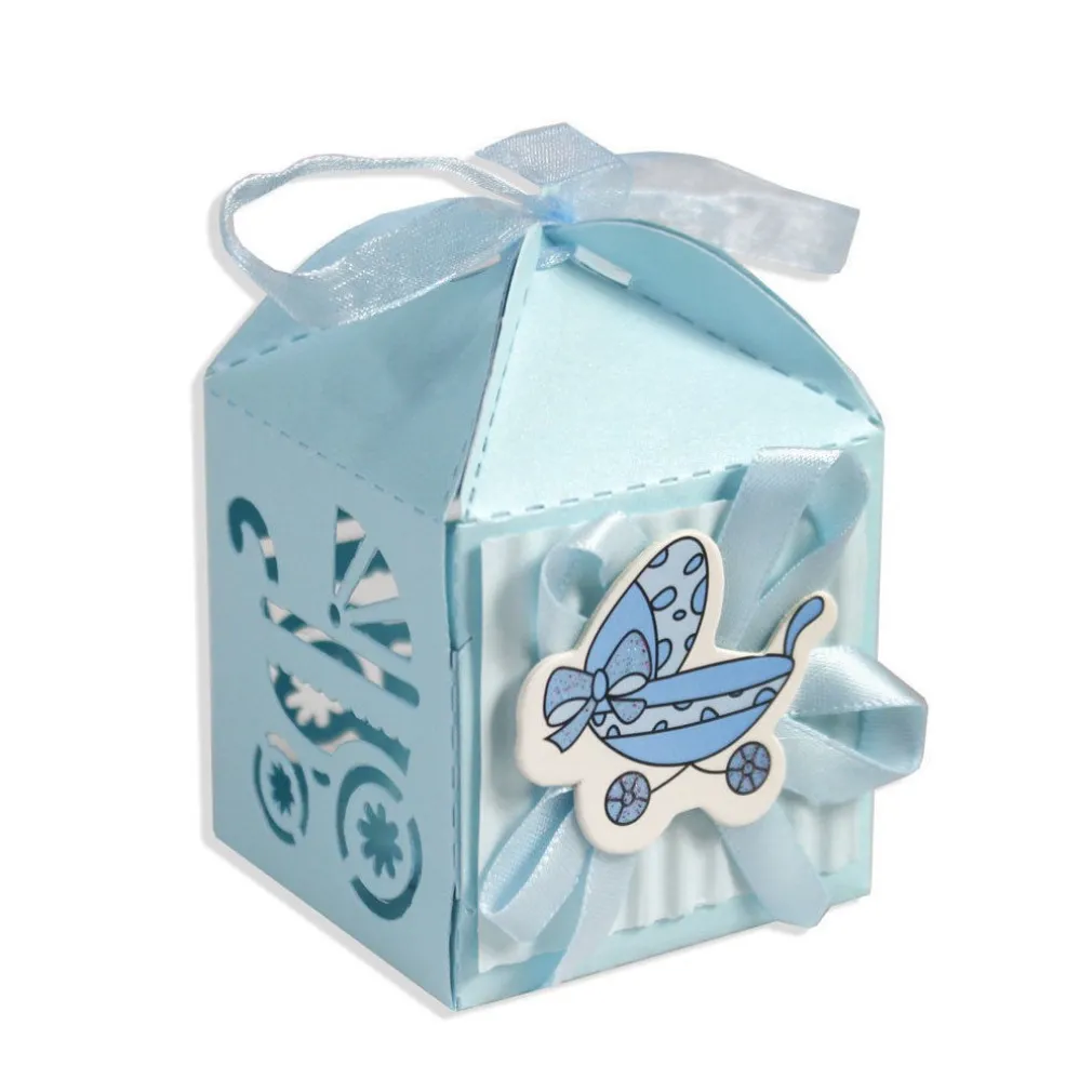 12 SCATOLINE PORTA CONFETTI NASCITA BATTESIMO BOMBONIERA AZZURRO BIMBO MASCHIO