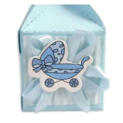 12 SCATOLINE PORTA CONFETTI NASCITA BATTESIMO BOMBONIERA AZZURRO BIMBO MASCHIO