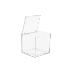 12 SCATOLINE SCATOLE CUBO PLEXIGLASS 6X6cm TRASPARENTE PORTA CONFETTI BOMBONIERA