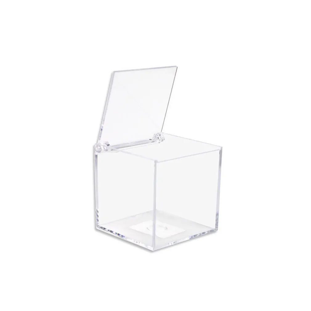 12 SCATOLINE SCATOLE CUBO PLEXIGLASS 6X6cm TRASPARENTE PORTA CONFETTI BOMBONIERA