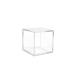12 SCATOLINE SCATOLE CUBO PLEXIGLASS 6X6cm TRASPARENTE PORTA CONFETTI BOMBONIERA
