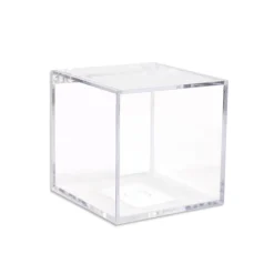12 SCATOLINE SCATOLE CUBO PLEXIGLASS 6X4cm TRASPARENTE PORTA CONFETTI BOMBONIERA