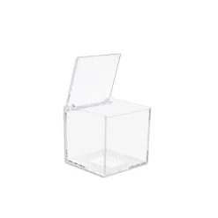 12 SCATOLINE SCATOLE CUBO PLEXIGLASS 6X4cm TRASPARENTE PORTA CONFETTI BOMBONIERA