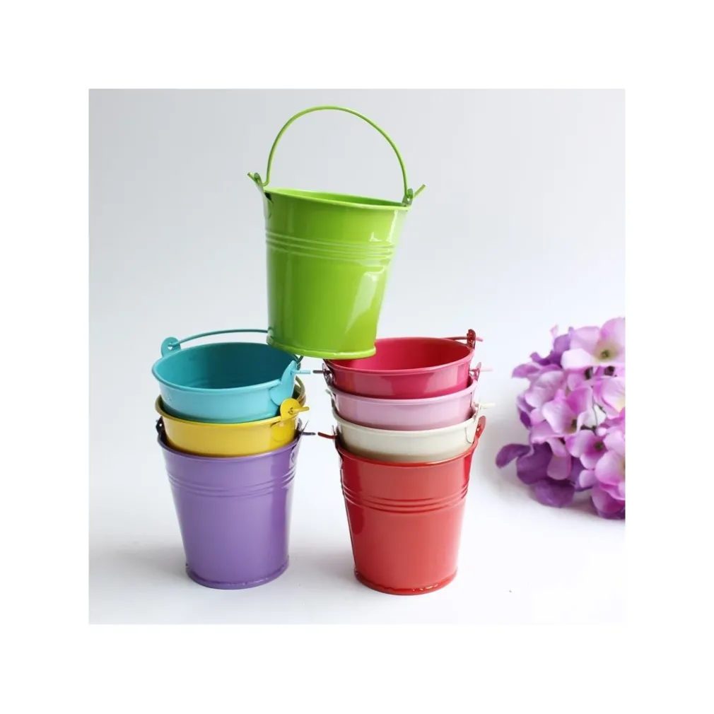 24 SECCHIELLI IN LATTA COLORATI PORTACONFETTI BOMBONIERA SEGNAPOSTO SEGNATAVOLO