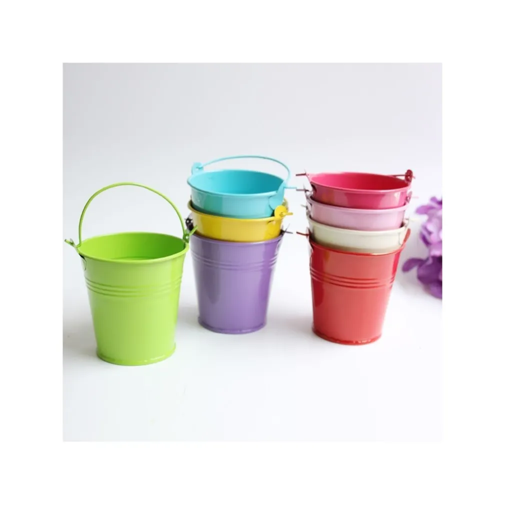 24 SECCHIELLI IN LATTA COLORATI PORTACONFETTI BOMBONIERA SEGNAPOSTO SEGNATAVOLO