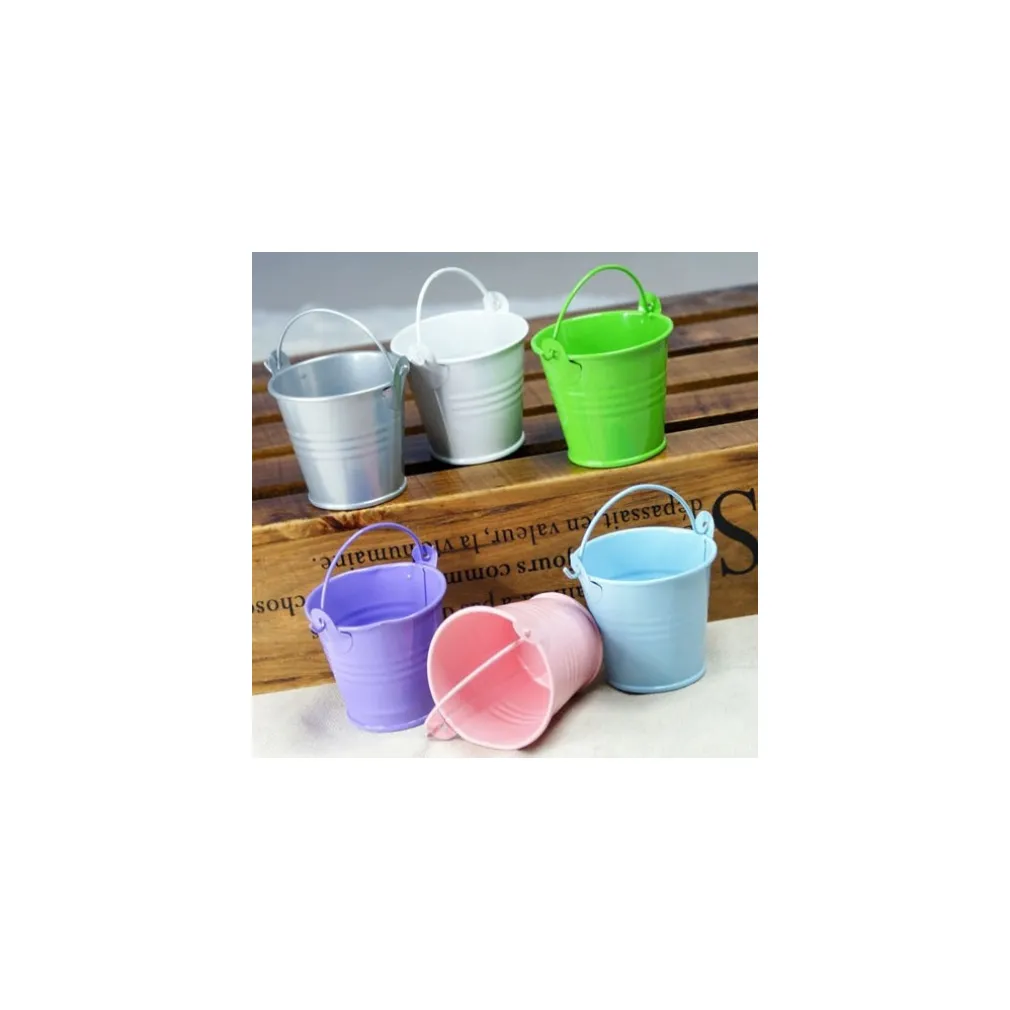 24 SECCHIELLI IN LATTA COLORATI PORTACONFETTI BOMBONIERA SEGNAPOSTO SEGNATAVOLO