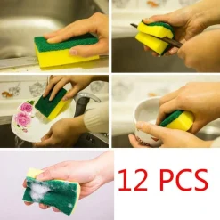 12 SPUGNA PER LAVARE PIATTI SPUGNETTA CON RETINA GIALLO VERDE GRAFFIETTA CUCINA