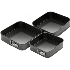 3 TORTIERE QUADRATE TORTIERA A CERNIERA REMOVIBILE ANTIADERENTE MISURE 22 24 26