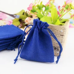 25 VELI SACCHETTI JUTA BLU PER BOMBONIERE FESTE DECORAZIONI COTILLON