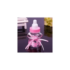 12 X BOMBONIERA PORTACONFETTI PER BATTESIMO NASCITA BOTTIGLIA BIBERON ROSA