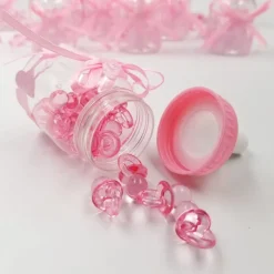 12 X BOMBONIERA PORTACONFETTI PER BATTESIMO NASCITA BOTTIGLIA BIBERON ROSA