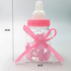 12 X BOMBONIERA PORTACONFETTI PER BATTESIMO NASCITA BOTTIGLIA BIBERON ROSA
