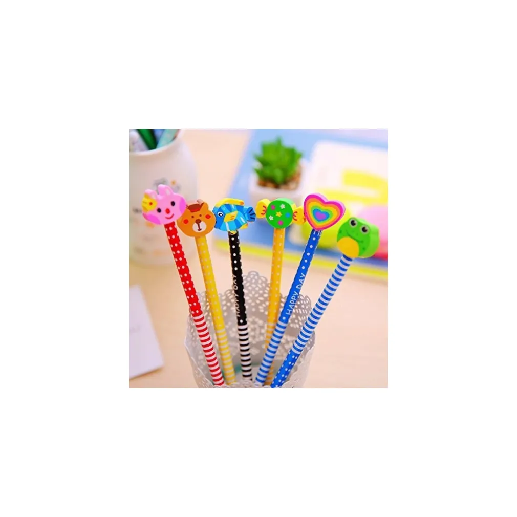 12 X BOMBONIERA REGALINO PER FESTA BAMBINI COMPLEANNO MATITA IN LEGNO CON GOMMA