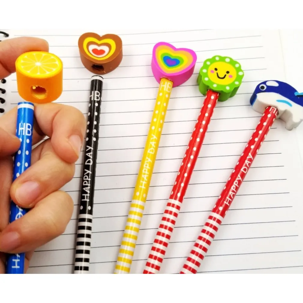 12 X BOMBONIERA REGALINO PER FESTA BAMBINI COMPLEANNO MATITA IN LEGNO CON GOMMA