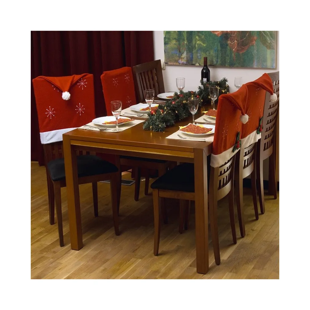 4 X COPRISEDIA NATALIZIO COPRI SCHIENALE SEDIE DECORAZIONE TAVOLA CENONE NATALE