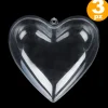 3 X CUORE IN PLASTICA TRASPARENTE APRIBILE DA RIEMPIRE DECORAZIONE NATALE 8 CM