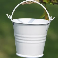 24 X SECCHIELLI BIANCHI IN LATTA VERNICIATA PORTACONFETTI BOMBONIERA BOMBONIERE